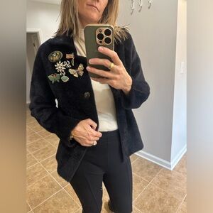 Max Studio crazy fuzzy soft jacket. So cozy to put on. Immediately comfy.